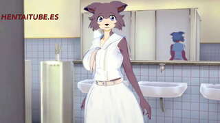Beastars Hentai - Legosi a Juno rhyw yn yr ystafell ymolchi